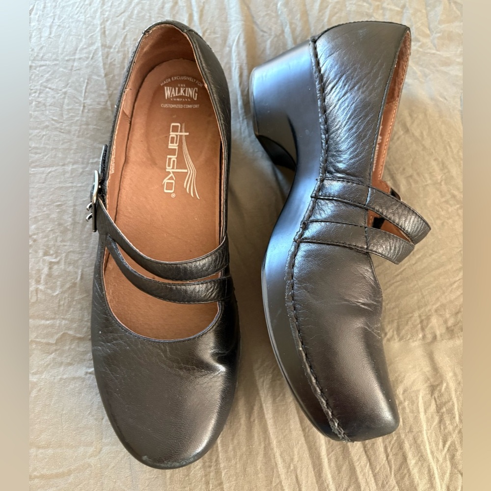 Dansko Black Leather Mary Jane Clog - Picture 5 of 16